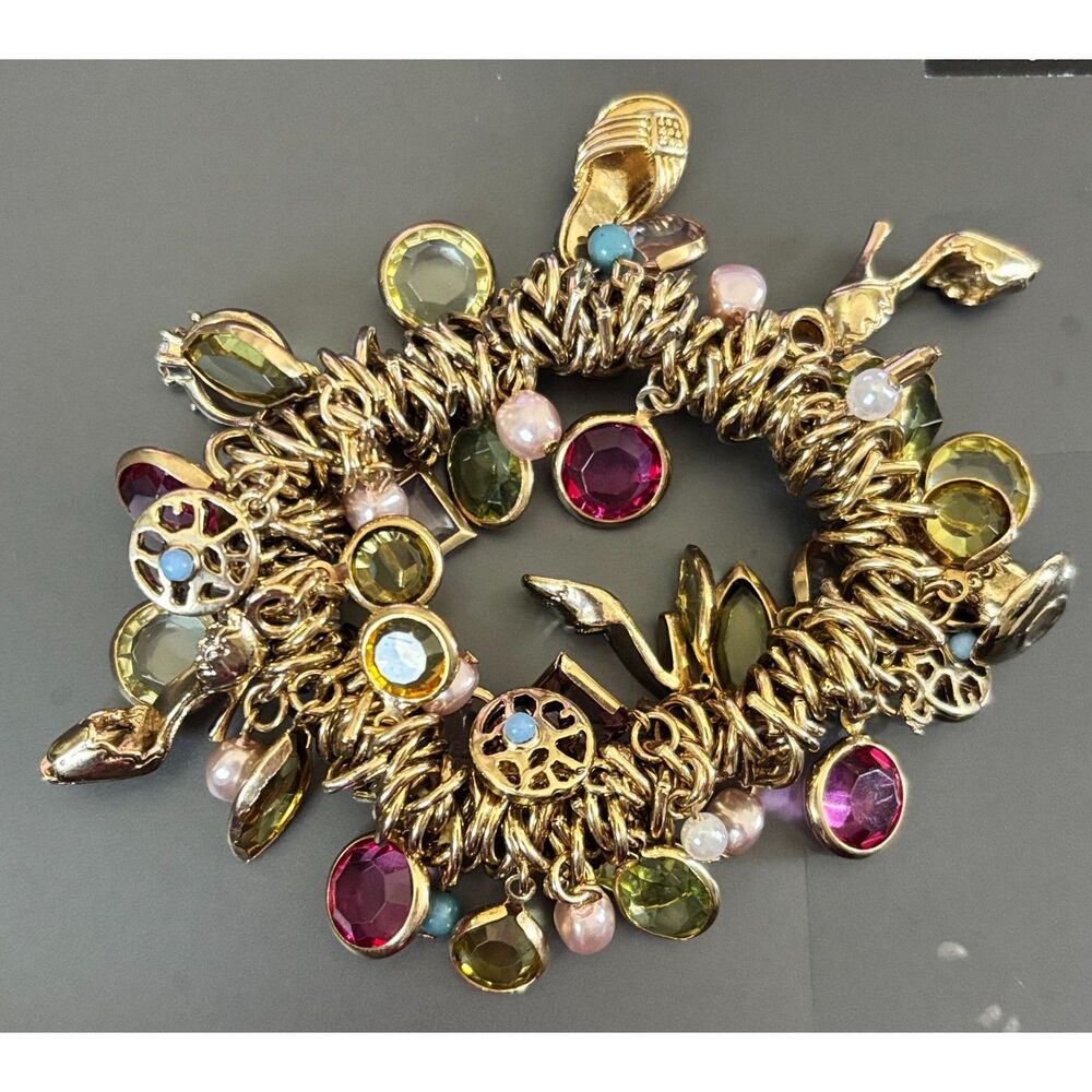 Vintage Intricate Charm Stretch Statement Bracelet